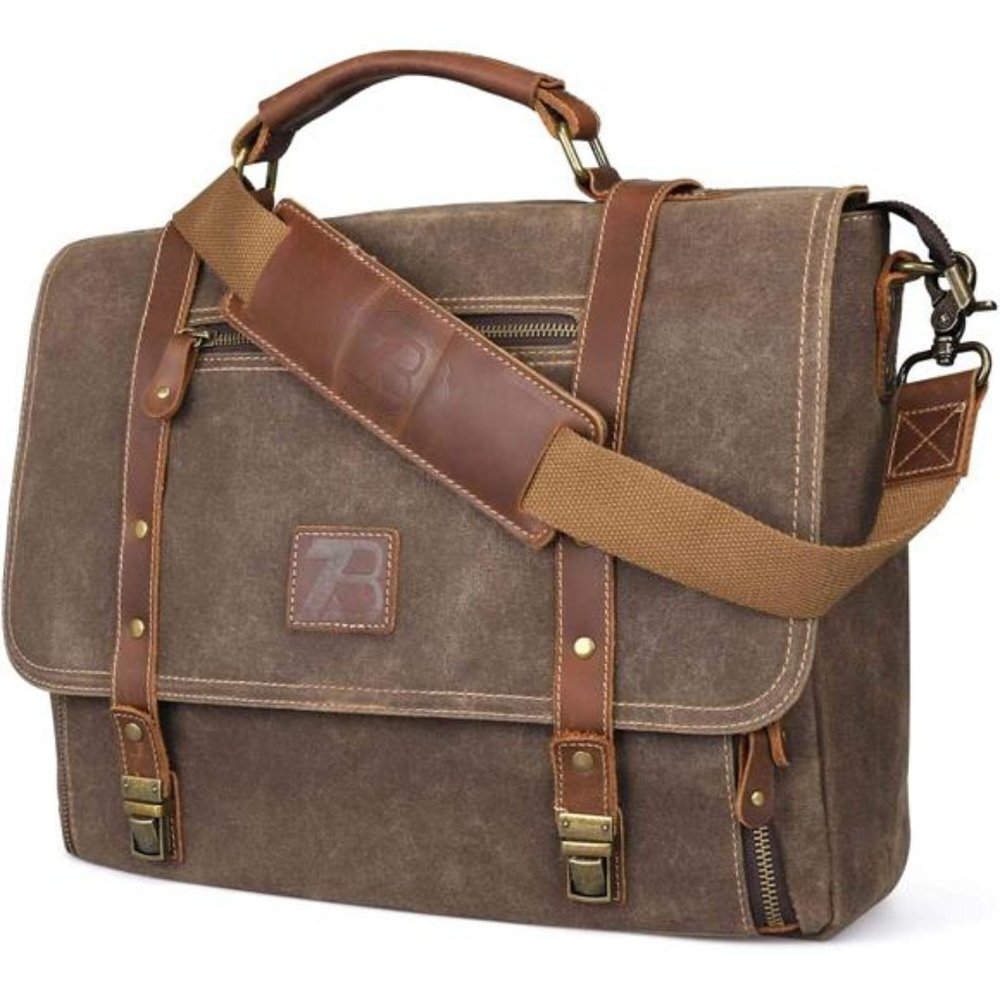 NEW Genuine Leather Mens Briefcase Laptop Bag
